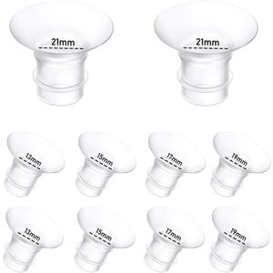 10Pcs Breast Pump Flange Insert 13/15/17/19/21mm*2 Compatible with Momcozy/Spectra/Medela/eufy/Elvie/Lansinoh/Paruu P10 Breast Pump, Fit for Momcozy M5/M9/M6/V2 Pro/V2 pro/S12 Pro/eufy E10 S1 S1 Pro