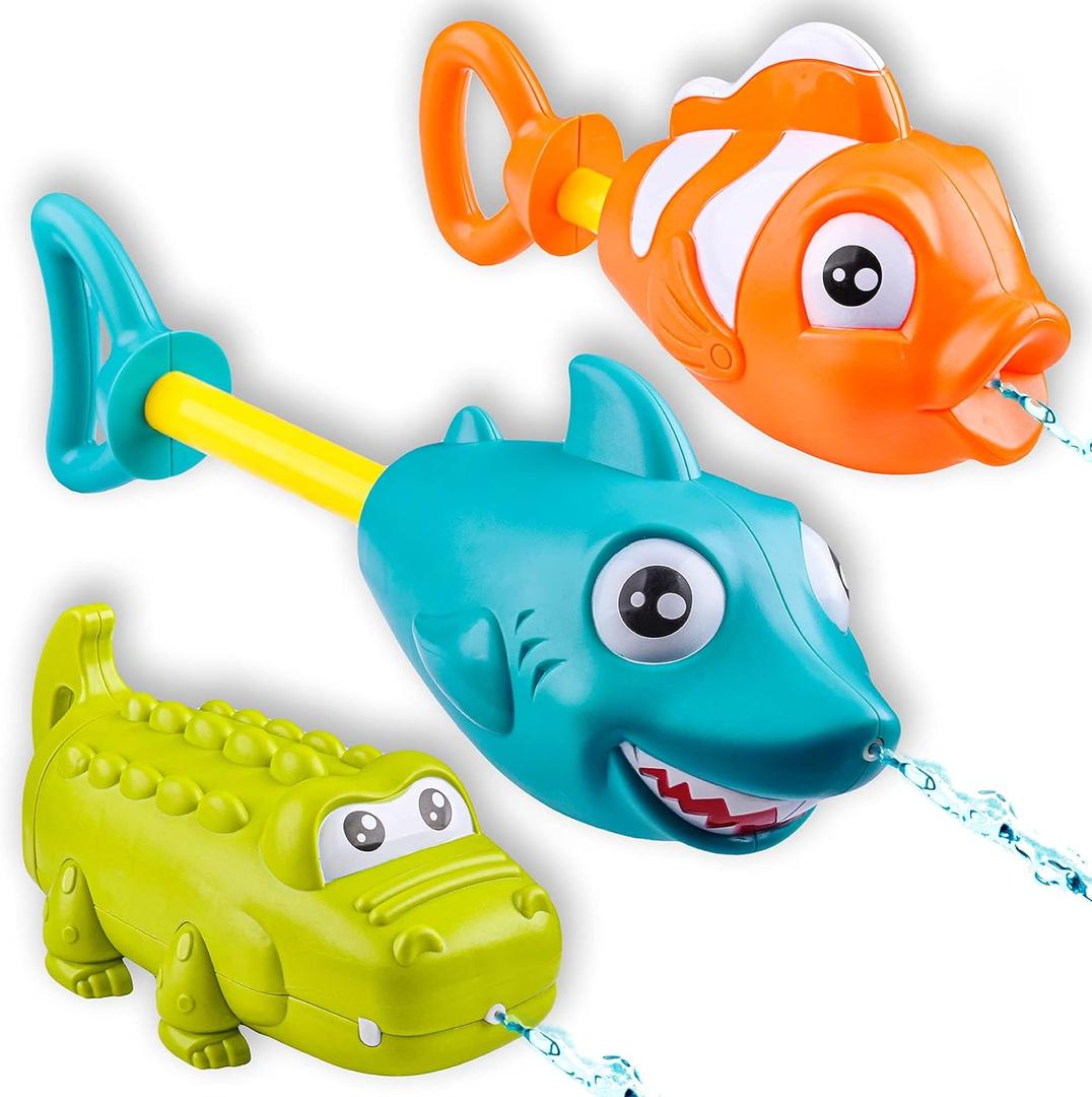 JOYIN 3 Pack Animal Water Guns for Kids, Assorted Colors, 7.5in Long, Easy to Fill and Shoot, Durable Plastic, Water Soakers for Kids Swimming Pool Beach Outdoor Activity Fighting Play Toys