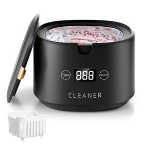 Ultrasonic Retainer Cleaner, FTCIRA 30W Professional Ultrasonic Jewelry Cleaner, 45kHz 230ML Portable Cleaner Machine for Dentures, Aligner, Braces, Mouth Guards, Shaver Head, Jewelry, Black