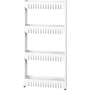 4-Tier Storage Organizer Rack - Plastic Rolling Cart for Office, Dorm, Bedroom, Bathroom, and Laundry Room Organizing by Lavish Home (White)