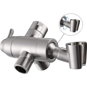 Shower Arm Diverter with Handshower Mount, G1/2 Brass Shower Diverter Valve Bathroom Universal Shower System Replacement for Handheld Shower and Fixed Shower Head, Brushed Nickle