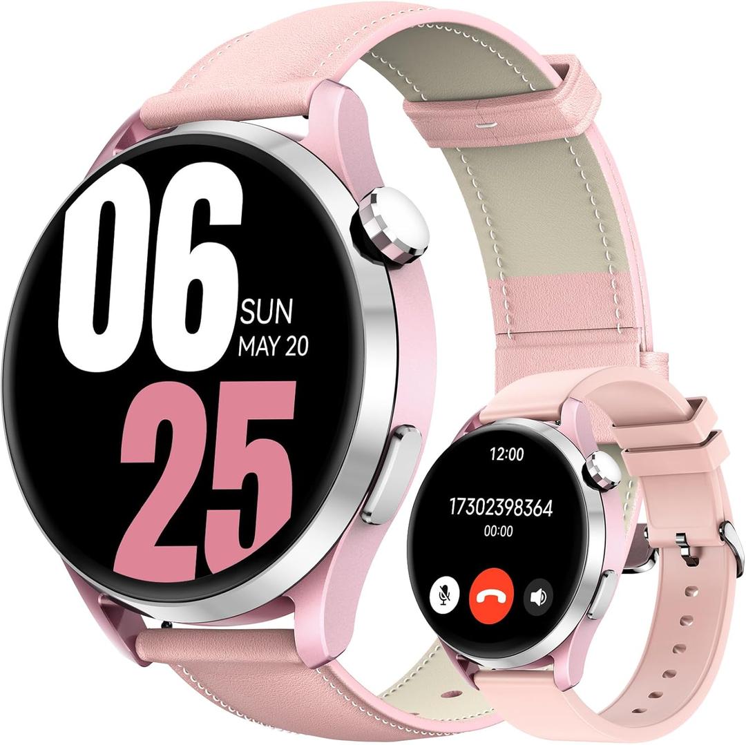 Kieslect Smart Watch for Women, 1.32" AMOLED Display, Pink Fitness Tracker with Call Function, 170+ Sports Modes, Heart Rate Monitor, 5ATM Waterproof