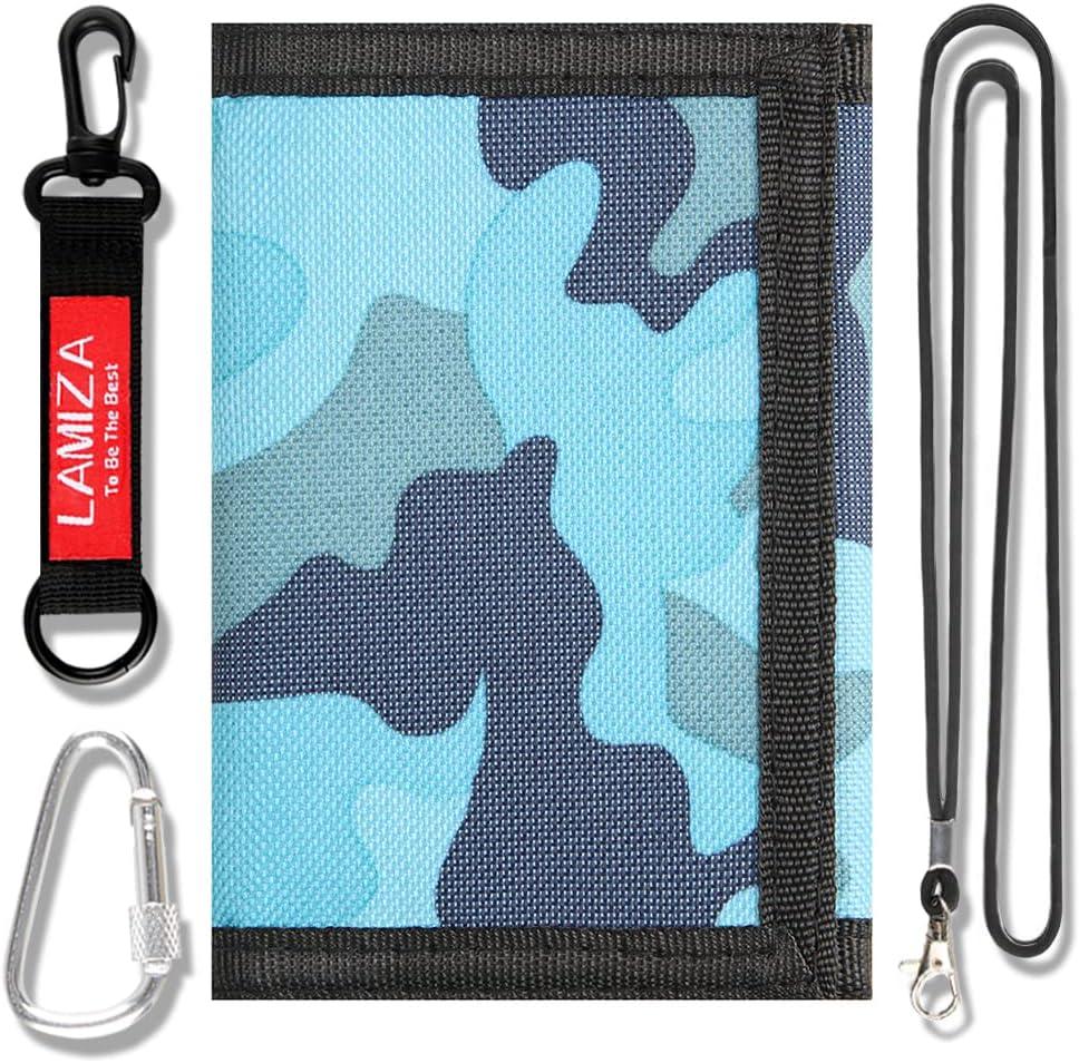 Kids Wallet for Boys Girls Teens Trifold, Canvas Toddler Wallet for Boys, Cute Zipper Wallets Youth with Coin Pocket and Card Holders, Novelty Wallets for Childrens Birthday Gifts (Camo blue suit)