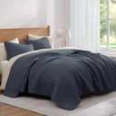 WRENSONGE King Size Quilt-3 Pieces Lightweight Blue Grey Bedspreads King Quilt Bedding Set for All Seasons, Soft Summer Coverlet with 2 Pillow Shams Suitable for Bed, Couch, Quilt Blanket