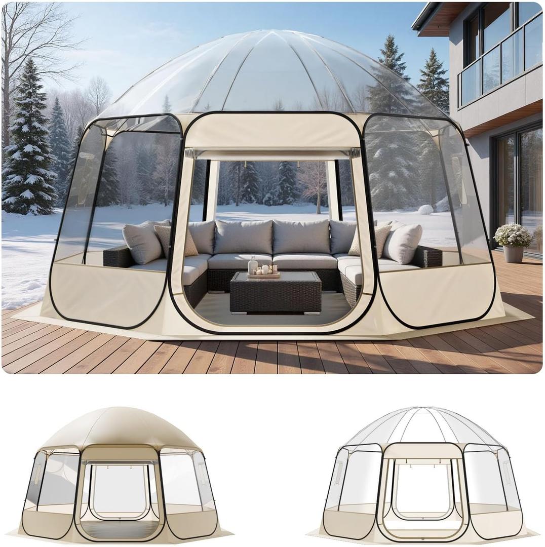 VEVOR Pop up Bubble Tent, 15 x 13.8 ft Waterproof & UV-Resistant, Clear Camping Tent Shelter, Outdoor Garden Dome Igloo Tents with Windows, 540Panoramic View, for 12-15 Persons Patio Backyard