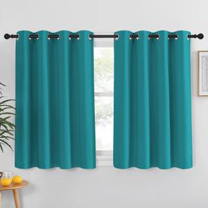 NICETOWN Blackout Curtain for Bedroom - Grommet Thermal Insulated Solid Window Treatment Short Room Darkening Drape Privacy for Bathroom (Peacock Teal, W52 x L54, 1 Panel)