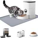 Automatic Cat Feeder Mat, with Raised Edge, Effectively Prevents Food and Water Spills, Protects Floors, Non Slip Silicone Tray for Pet Feeder, Dog Cat Bowl 15.8x23.6x0.8 InchGray
