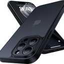 Shockproof for iPhone 15 Pro Max Case, [Camera Protection] [Military-Grade Drop Protection] Protective Anti-Yellow Slim Translucent Skin-Friendly for iPhone 15 Pro Max Phone Case, Black