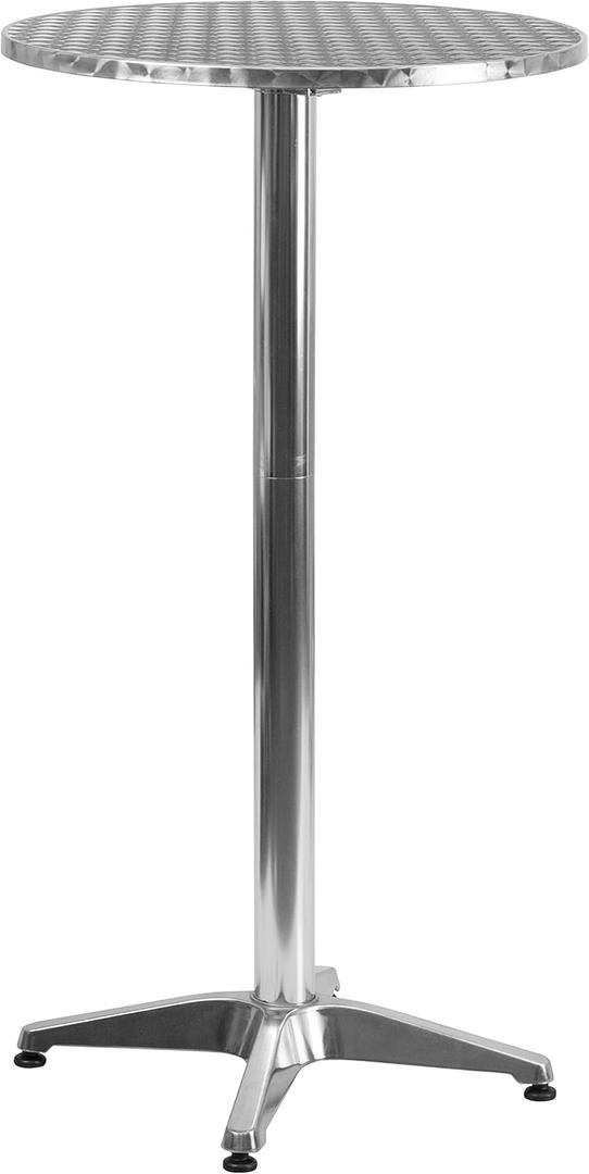 Flash Furniture 23.25" Round Aluminum Indoor/Outdoor Bar Height Table with Flip-Up Top, Heavy-Duty Aluminum Flip-Up Top Cocktail Table, Silver