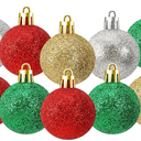 JULMELON Christmas Ball Ornaments Hanging Balls Shatterproof Decorations for Xmas Tree, Home Decor for Party, Holiday, Wedding, Anniversary, DIY Craft Decor Supplies (Glitter Surface)