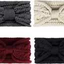 DRESHOW Knit Crochet Headband for Women Ear Warmer Soft Turban Stretch Warmer Headbands Winter Fashion Head Wrap (4 Pack A Crochet Knot)
