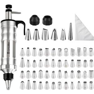 Dessert Decorating Syringe Set, Frosting Piping Kit icing piping kit 54 food-grade stainless steel piping nozzles for Baking, Decorating Cupcake, Deviled Eggs, Black (black)