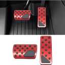 HZEL Car Pedal Cover, 2PCS Aluminum Alloy Vehicle Accelerator Gas Brake Pedal Pads, Non Slip No Drilling Auto Interior Foot Pedal Kit Compatible with 2011-2025 Grand Cherokee Durango(Red)