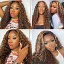 Highlight Honey Brown Bundles 32 32 32 Inch #P4/27 Kinky Curly Bundle Ombre Honey Blonde Human Hair Bundles Quick Weave 3 Bundles 150G Brazilian Remy Hair Extensions