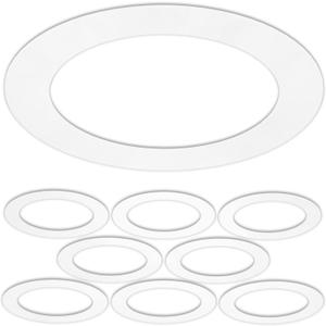 8 Pack Gloss White Goof Trim Ring for 8" Inch Recessed Can Lighting Down Light, Outer Diameter 8.6 Inches, Inner Diameter 6.2 Inches