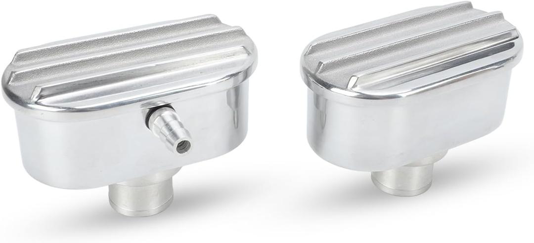 Raguso 6100FP Aluminum Antirust Polished Oval Shape Valve Cover Breather PCV Finned Valve Cover Breather Aluminum Valve for Replacement