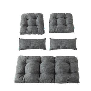 QILLOWAY Outdoor Patio Wicker Seat Cushions Group Loveseat/ Two U-Shape/ Two Lumbar Pillows for Patio Furniture, Wicker Loveseat, Bench, Porch, Settee of 5 (Charcoal Grey/ Black)