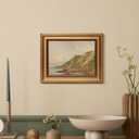 WHASAYART Gold Framed Vintage Wall Art for Living Room Canvas Coastal Wall Pictures Classic Landscape Painting Shelf Decor Natural Aesthetic Room Decoration Elegant Artwork Print for Bathroom, Bedroom (10L" x 8W")