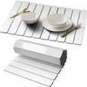 Stone Dish Drying Mat for Kitchen Counter - 24" x 16" Ultra Absorbent Diatomaceous Earth Mat, Fast Drying & Foldable Countertop Protector, Non-Slip Eco-Friendly Stone Mat for Dishes (White)