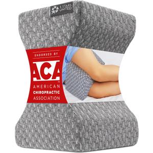 5 STARS UNITED Large Knee Pillow for Side Sleepers - Hip Pain Relief, Memory Foam Leg Cushion for Side Sleeping - Between Legs Pillow for Sciatica & Lower Back Pain, Gray