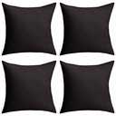 Home Brilliant Pillow Covers Outdoor Black Throw Pillows Waterproof Linen Decorative Pillow Cases for Chairs, 16x16 inch, Set of 2, Black