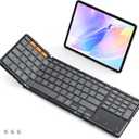 MEETION Bluetooth Foldable Keyboard with Touchpad & Numeric Keypad, Wireless Folding Keyboard, Portable Multi-Device Keyboards, Full-Size Travel Business Design for Windows Mac iOS Android iPad Tablet