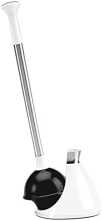 simplehuman Toilet Plunger and Caddy, Stainless Steel, White