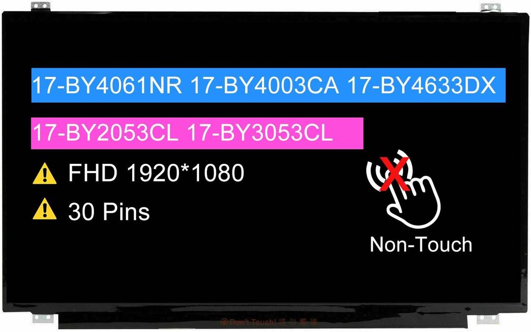 17.3" Screen Replacement B173HAN01.0 for HP 17-BY4061NR 17-BY4003CA 17-BY4633DX 17-BY2053CL 17-BY3053CL FHD 1920x1080 30 pins LCD Non-Touch Display Panel