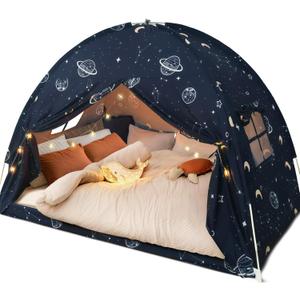 Toddler Bed Tent Full, Space Canopy Indoor for Kids Boys, Kids Bed Canopy Full Size, Galaxy Dome Playhouse Tents Floor Privacy Space on Bed Sleeping Tent for Girls Birthday Toy House Gift