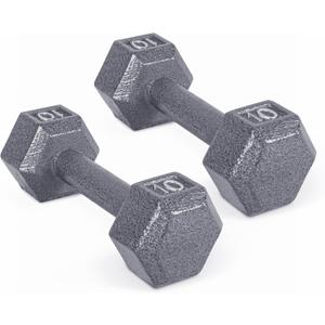 CAP Barbell Cast Iron Hex Dumbbell | Multiple Options (10 lb, Gray, Pair)