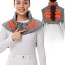 HENNCHEE Heating Pad for Neck and Shoulders and Back Pain Relief, Battery Wireless Heated Wrap Weighted Neck Warmer Grey