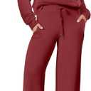 ANRABESS Womens 2 Piece Outfits Half Zip Sweatshirt & Wide Leg Pants Airport Travel Lounge Matching Sets Sweatsuits Clothing L