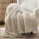 Bedsure Sherpa Throw Blanket for Couch - Super Soft, Comfort Cozy Fleece Thick Warm Blanket for Women, GentleSoft Plush & Fluffy Spring Throw Gift for Women, Room Decor, Beige, 50x60 Inches