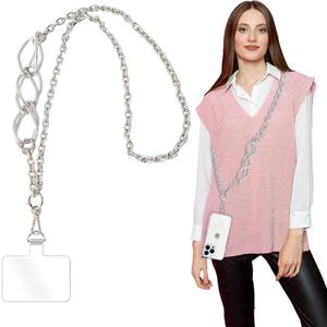 Crossbody Lanyard Strap, Durable Metal Cell Phone Chain, Universal Lanyard With Tether Tab, Detachable Chain Strap Compatible With Most Phone Bags and Purses