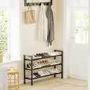 Mavivegue 19“- 43” Adjustable Shoe Rack, 3 Adjustable Length, 3 Tier Expandable Shoe Rack for Closet, Entryway, Shoe Shelf, Black