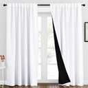 NICETOWN 100% Blackout Window Curtains, Cold and Full Light Blocking Drapes with Black Liner for Nursery, 84 Inches Thermal Insulated Draperies for Living Room (Pure White, 2 Pieces, 70 inches Wide)