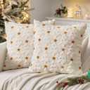 MIULEE Christmas Pillow Covers 18x18 Inch Set of 2, Cream White Christmas Tree Plush Faux Fur Pillowcases Soft Decorative Throw Pillow Cases for Couch, Sofa Living Room Winter Xmas Holiday Home Decor