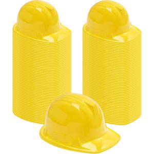 Haysandy 100 Pcs Yellow Construction Hats Bulk Plastic Construction Party Hats Soft Worker Caps for Boys and Girls Toddler