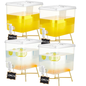 4 Pack 2.3 Gallon Beverage Dispensers With Stand for Parties Water Dispenser Cold Drink Container for Iced Tea Fridge Bar Party
