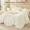 Litanika Queen Comforter Set, 7 Pcs Ivory Ruffle Bed in a Bag