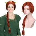 Red Ginger Fiona Wig - Ultra-long Fiery Red Braid Wig for Cosplay & Halloween Parties