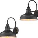 zeyu Farmhouse Barn Light Fixture, Wall Sconce 2 Pack in Black Finish, 02A390-2 ROB