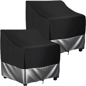 2-Pack Waterproof Patio Chair Covers - Heavy Duty Outdoor Chair Cover Set for Lounge & Deep Seats, All-Weather Patio Chair Covers Waterproof for Home & Commercial Use (Fits 32-38" Chairs)