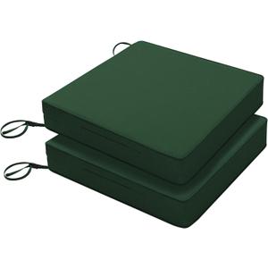 Favoyard Patio Chair Cushions 24 x 24 x 4 Inch Waterproof Outdoor Seat Cushions for Patio Furniture 3-Year Color Fastness Garden Sofa Couch Chair Pads with Handle & Adjustable Straps Set of 2, Green