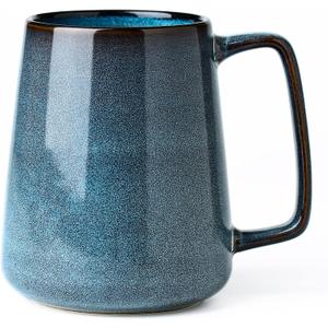 24 oz Large Ceramic Coffee mugs, Extra Large Tea and Coffee Cups, Large Handle Design, Big Coffee Mug for Office and Home, Microwave and Diahwasher Safe. (24 oz blue)