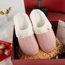 NineCiFun Women's Slip on Fuzzy Slippers Memory Foam House Slippers Outdoor Indoor Warm Plush Bedroom Shoes Scuff with Faux Fur Lining size 7-8 pink
