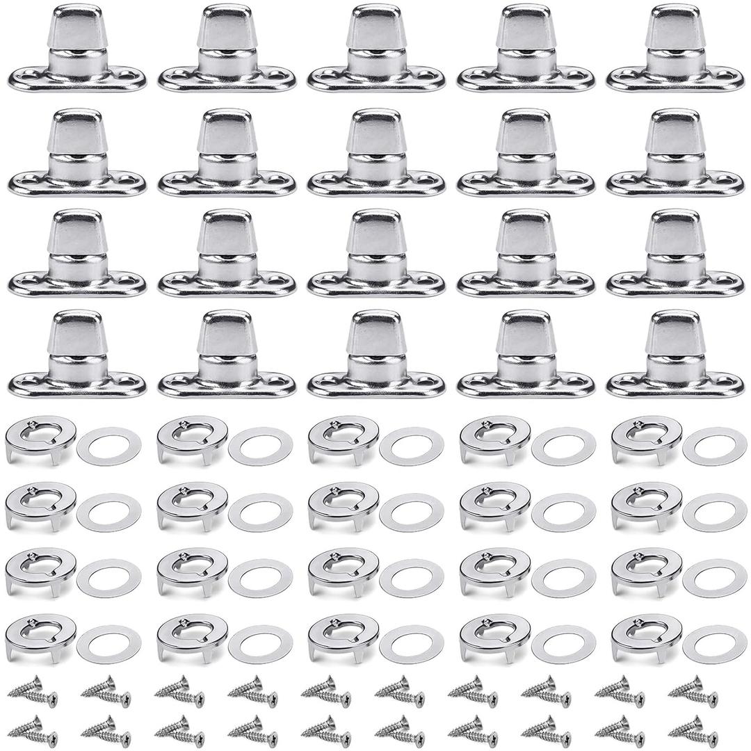 Gisafai 20 Sets Canvas Twist Lock Fasteners, Turn Button Fasteners, Eyelet and Stud Mounting Screws for Canvas Marine Fastener Turn Buttons