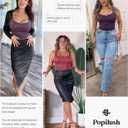 Popilush Sparkly Tops for Women - Square Neck Shapewear Bodysuit Tummy Control Sleeveless Body suit Going Out Tank Tops (Purple, S)