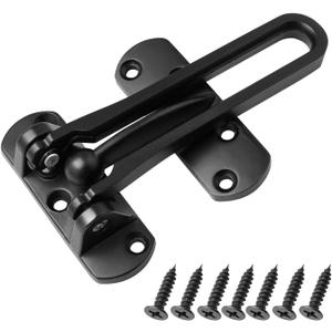 Door Reinforcement Lock Latch Swing Bar Lock for Home Security Front Door Locks for Kids Thicken Solid Aluminium Alloy (Black)