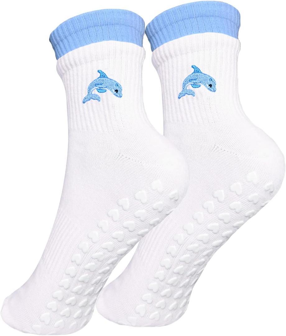 4 x Women Pilates Non Slip yoga socks, ballet sports cherry fitness hospital rehabilitation slipper Socks